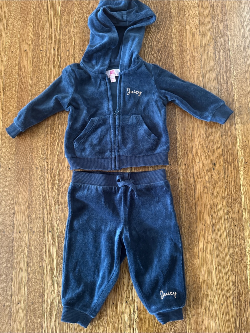 Juicy Couture Navy Velour Kids Hoodie & Joggers Set